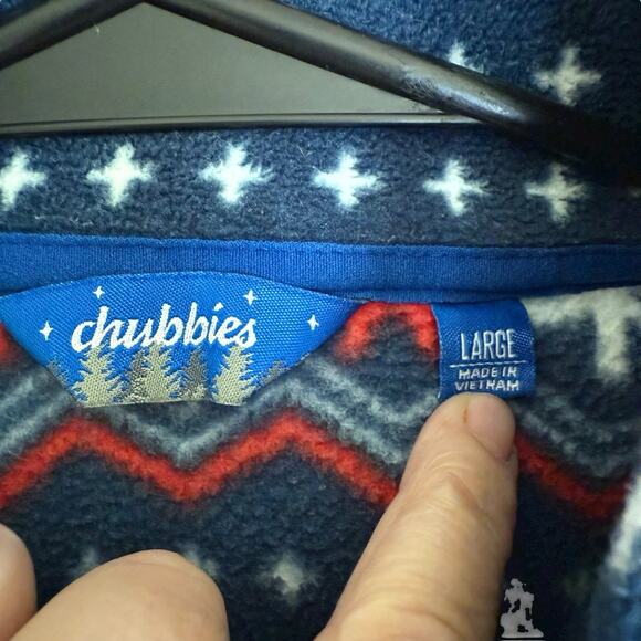 Chubbies 1/4 Zip Mens Large Bearly Wild Retro Print Fleece Sweater Pullover - Picture 2 of 7